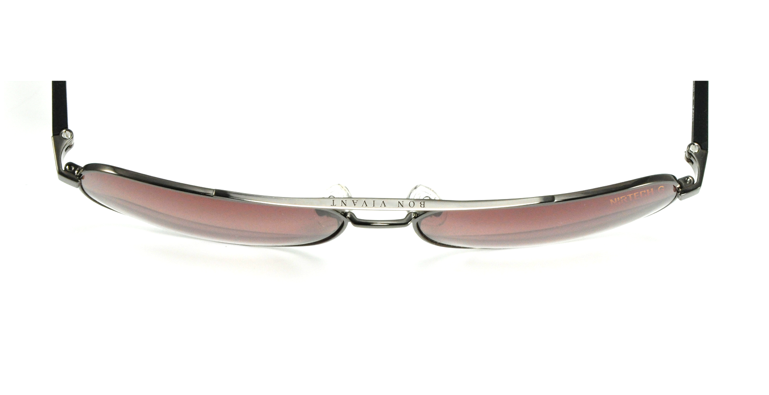 Bon Vivant XL High-Performance Unisex Aviator Sunglasses | Gunmetal Black Frame | Non-Polarized Rose Lenses (Model #: 219083-C104 | Lightweight Titanium, Anti-Reflective Coating, Spring Hinges, 100% UVA/UVB Protection, Durable B Titanium Frame
