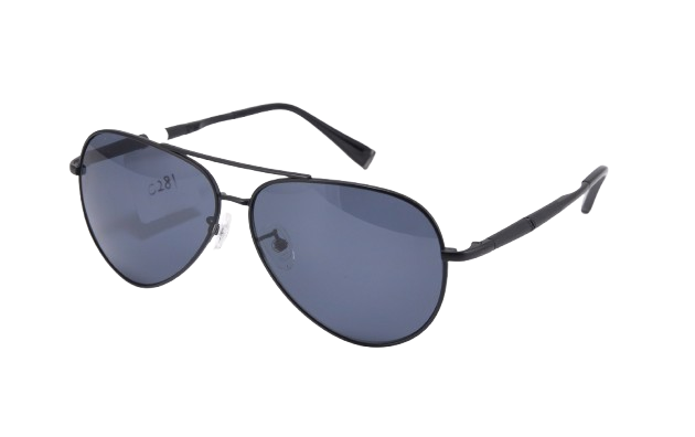 Bon Vivant High-Performance Unisex Aviator Sunglasses | Matte Black Frame | Non-Polarized Blue Lenses (Model #: 219078-C281-G) | Lightweight Titanium, Anti-Reflective Coating, Spring Hinges, 100% UVA/UVB Protection, Durable B Titanium Frame