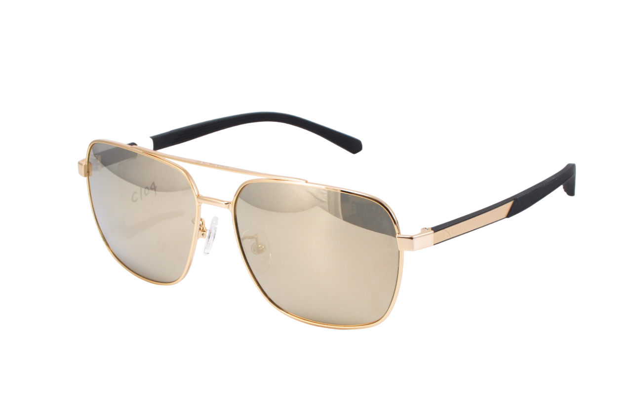 Bon Vivant High-Performance Unisex Aviator Sunglasses | Gold Black Frame | Non-Polarized Brown Lenses (Model #: 219083-C104 | Lightweight Titanium, Anti-Reflective Coating, Spring Hinges, 100% UVA/UVB Protection, Durable B Titanium Frame